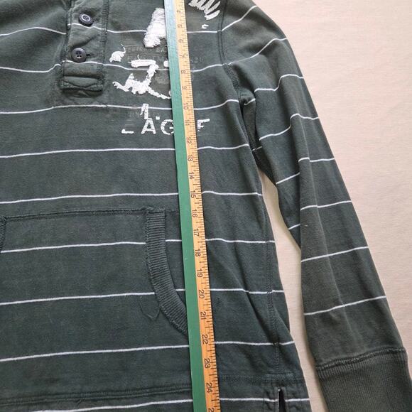 American Eagle Vintage Fit Green/ White Striped Long Sleeve Shirt men's size M - Picture 6 of 8